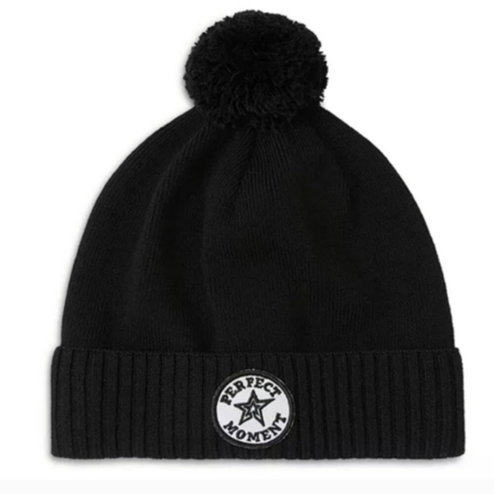 💥 Perfect Moment Black Logo Beanie Perfect Moment Patch Beanie